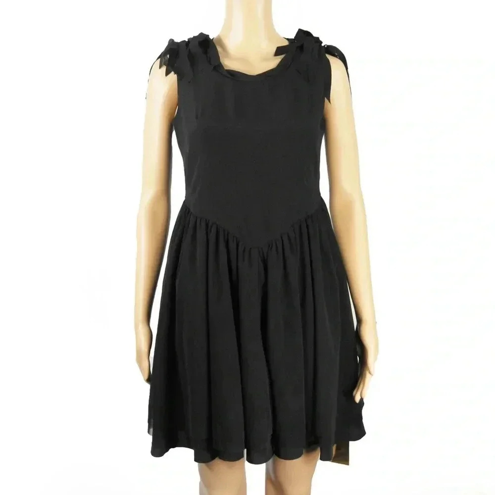 NWT Muller of Yoshiokubo Black Tassel Shoulder Midi Dress